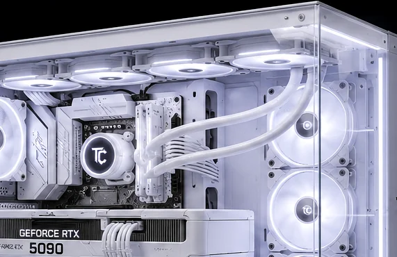 Liquid cooling components in a gaming PC
