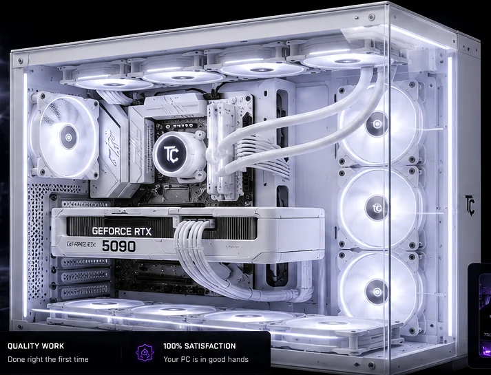Complete white liquid-cooled RTX 5090 gaming PC