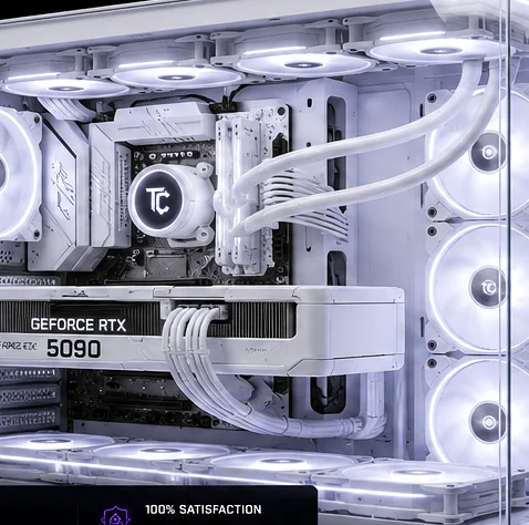 Clean white gaming PC interior