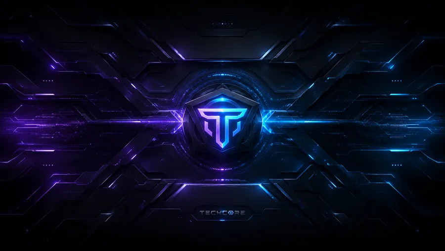 TechCore Nexus Core futuristic purple and blue desktop wallpaper preview